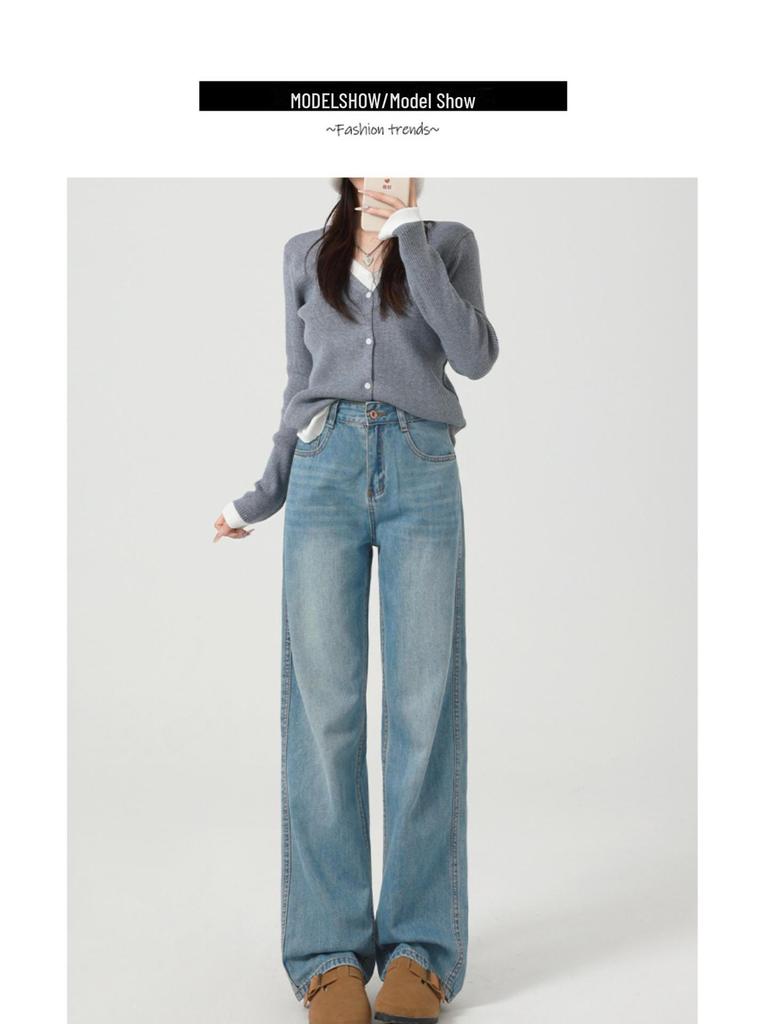 2024 Women's High-Waist Wide-Leg Jeans: New Autumn/Winter Styles for a Loose, Pear-Shaped Fit