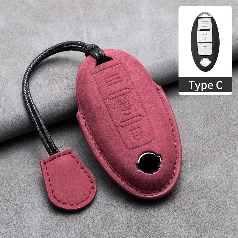 Leather Car Remote Key Case Cover Shell for Nissan Versa Maxima Altima Rogue Armada Sentra Murano for Infiniti FX35 QX60