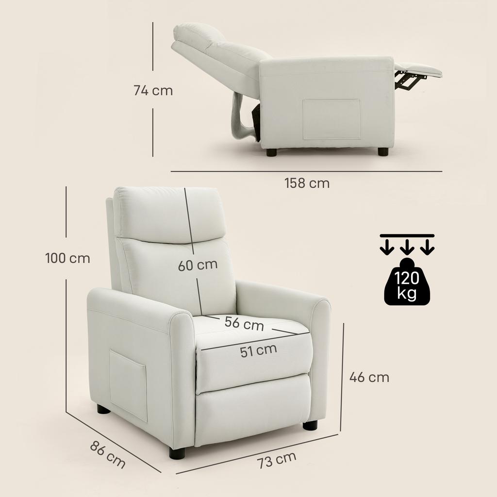 Recliner Chair TV Chair with Reclining Chair, Pocket Springs for Living Room