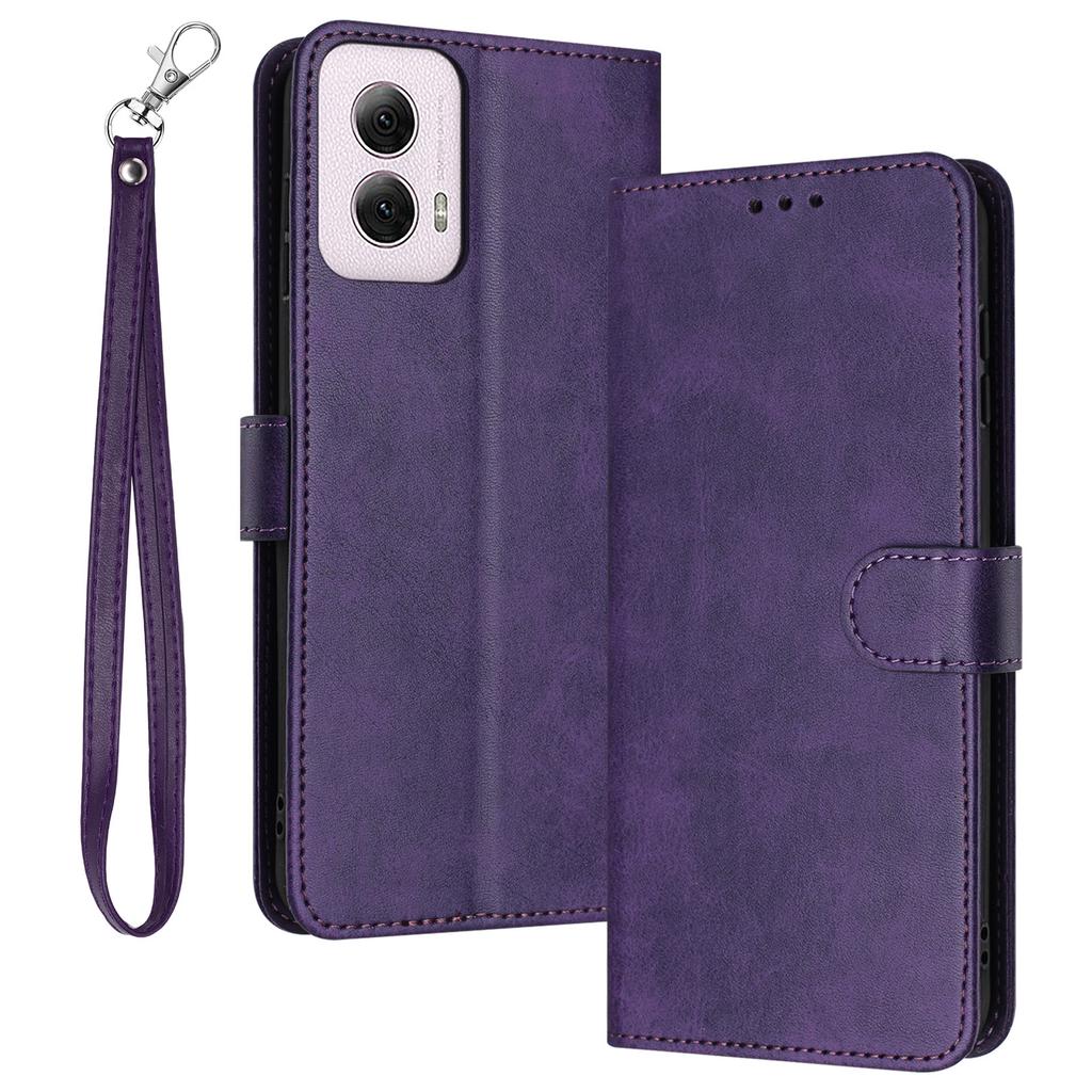 For Motorola Moto G Play 5G (2024)/Motorola Moto G 5G (2024)   Case Flip Stand Leather Phone Cover Solid Color Design