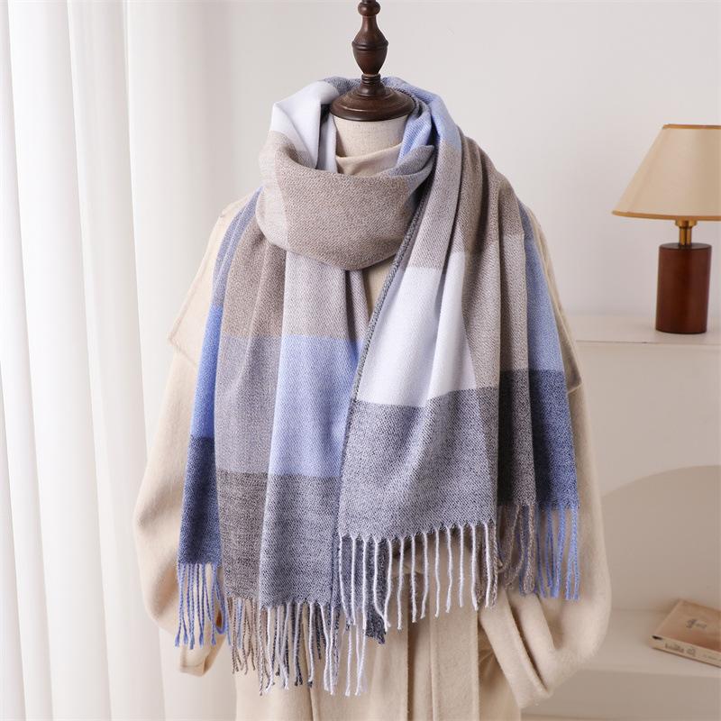 Warm Shawl Women Scarf Luxury Cashmere Winter Blanket Wraps Casual Plaid Print Pashmina Bufanda Travel Poncho Stoles Echarpe