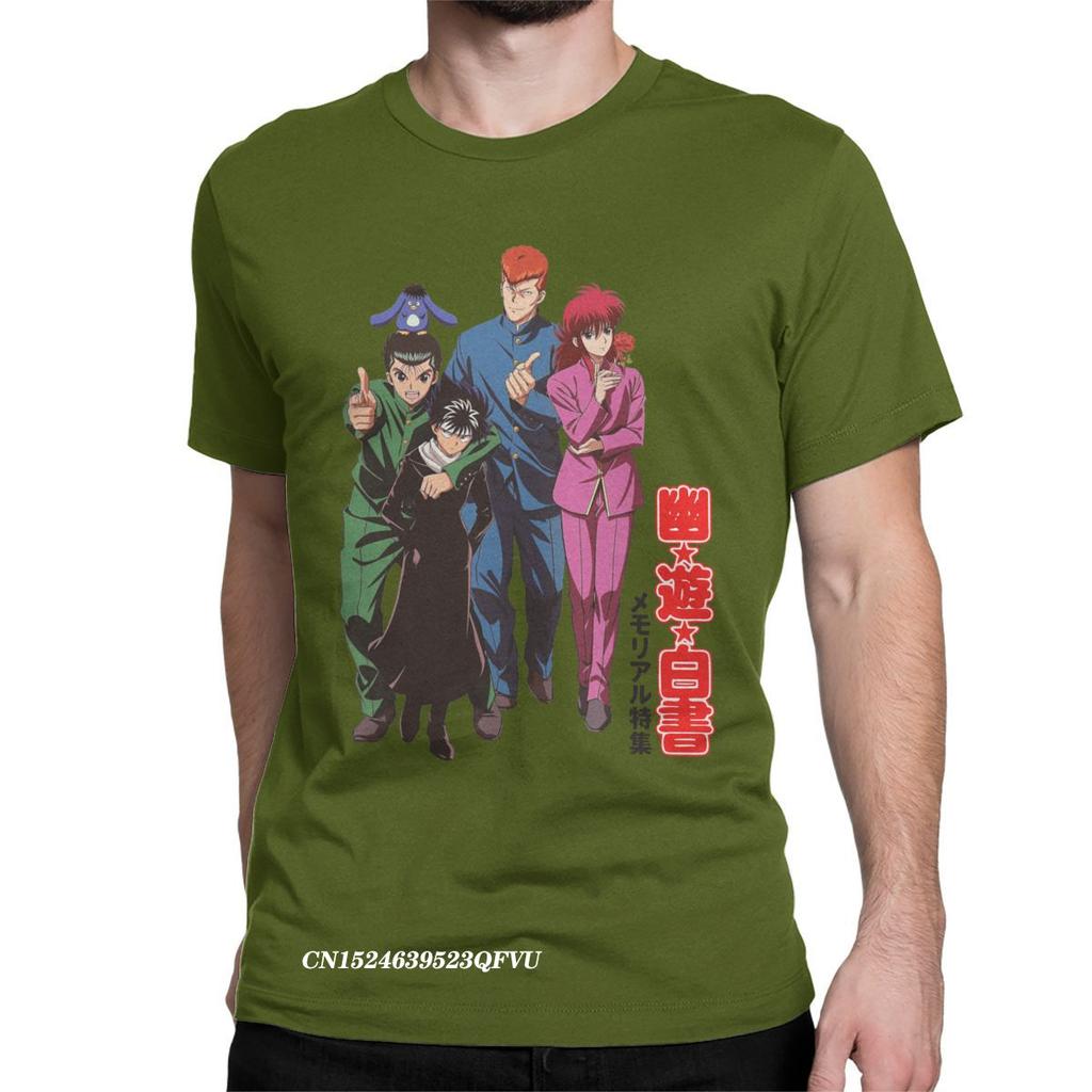 Freizeit Yu Yu Hakusho T-Shirts für Herren Rundhals Reine Baumwolle Oberteile T-Shirts Anime Manga Harajuku Tees Bedruckte Oberteile