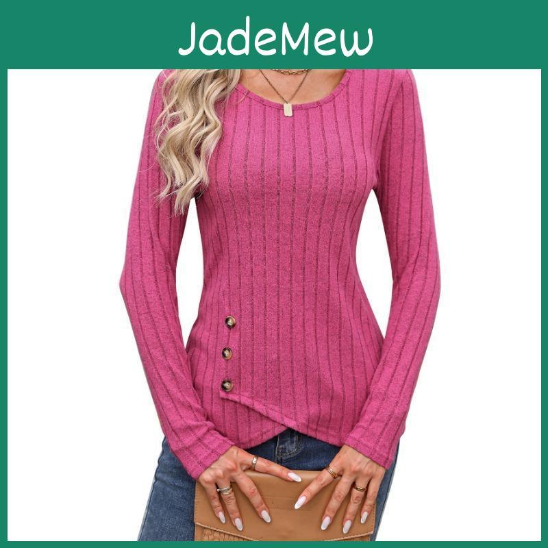 Blouse And Autumn Womens Winter Round Neck Split Button Fashion Long Sleeve Top
