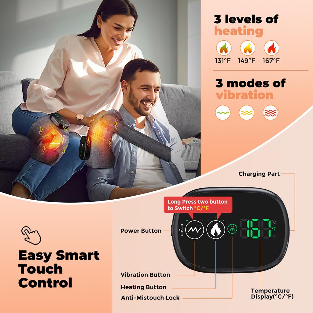 Send From US Electric Leg Knee Massage Joint Heating Vibration Massage Elbow Shoulder Support Thermal Knee Pad Blood Circulation