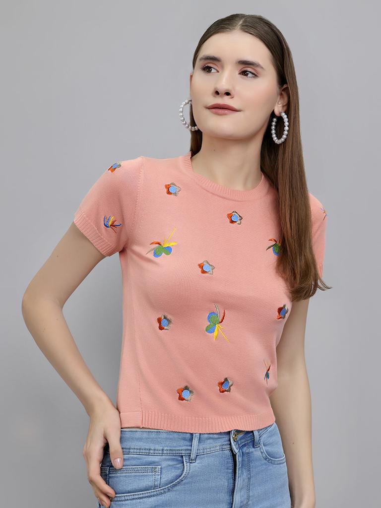 Monte Carlo Women Regular Fit Pink Top