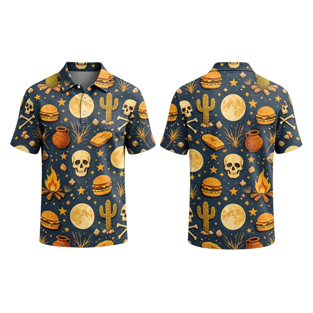 Men's Short Sleeve Shirt Halloween Print for Casual Parties and Daily Outings