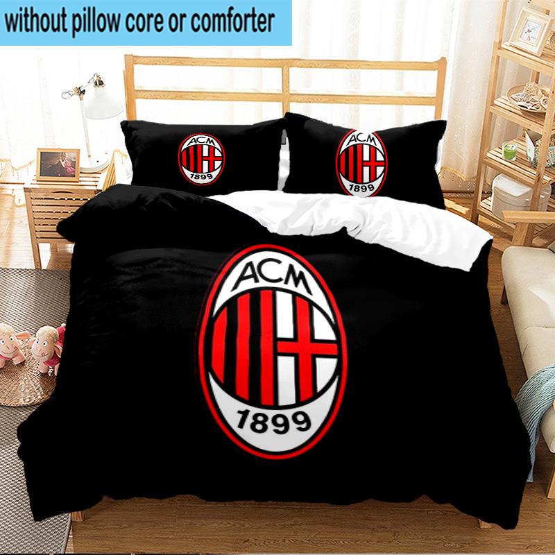 3PCS Ac Milan Logo Design Bedding Set For Bedroom, Dormitory,Including 1pc Duvet Cover And 2pcs Pillowcases Large size Fan gift