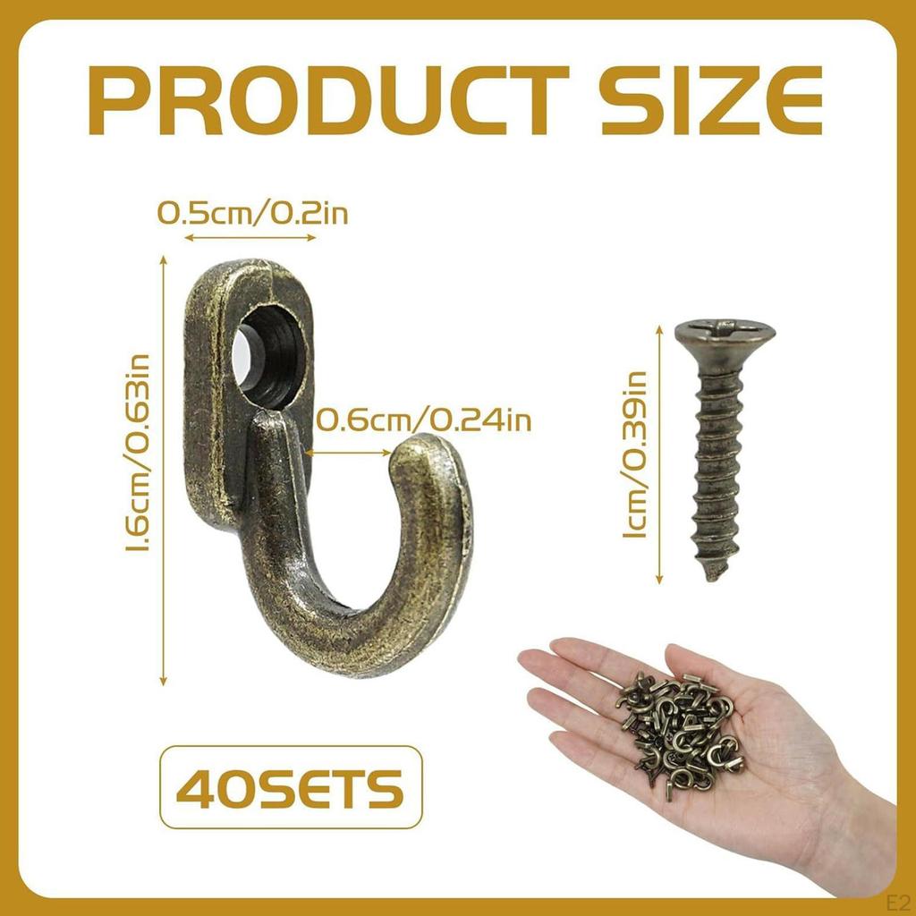 40 Pieces Coat Hooks Cloth Hangers for Hanging Wall Mount Cupboard Jewelry Kitchen