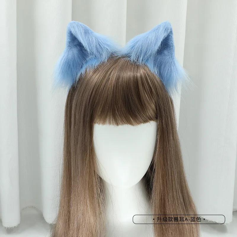 New Gothic Plush Fox Cat Ears Headband Artificial Cute Wolf Ear Hair Band Cosplay Hair Accessories Halloween Party Headwear