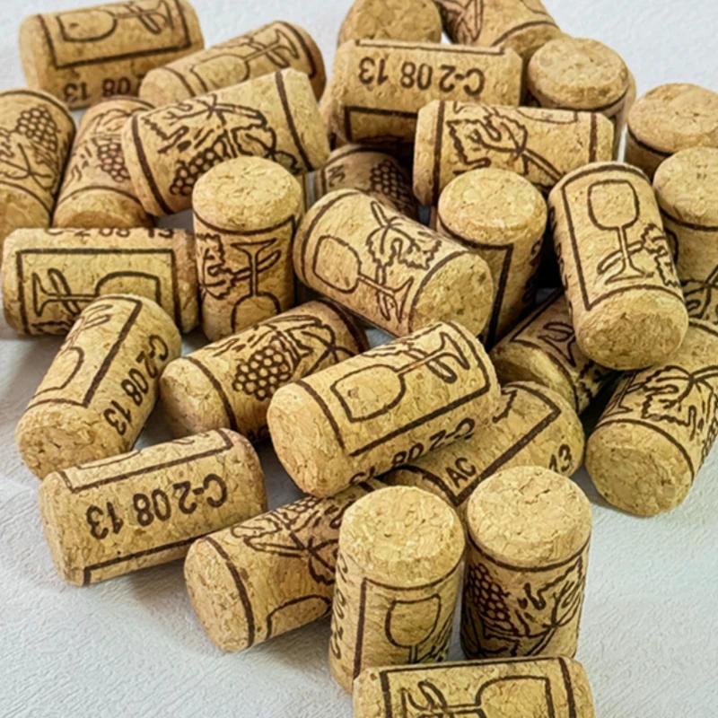 50Pcs Printed Wine Corks Stopper Reusable Sealing Wood Lid Cap Wine Bottle Stopper For Bottle Bar Tools Kitchen Accessories