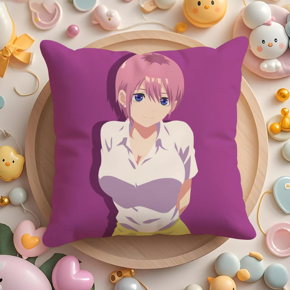 Q-Quintuplets Nakano Ichika Miku Cushion Cover Plush Fabric Soft Double-Sided Printed Sofa Warm Winter Home Gift Pillow Cover