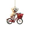 Acrylic Car Mirror Ornament Cartoon Dog Riding Bicycle Pendant For Vehicle Decor
