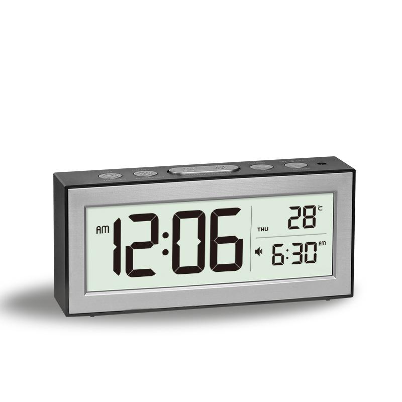 Digital Desk Clock LCD Retro Alarm Clock for Bedrooms Travel Temperature Display Backlight Calendar Battery Operated