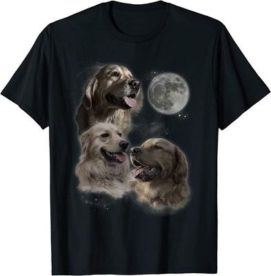 Koszula Wyjąc Do Księżyca Zabawny T-shirt Unisex z Golden Retrieverem