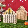 Christmas Advent Calendar 24 Days Countdown Decoration Christmas Reusable Detachable Decoration Wooden Tabletop