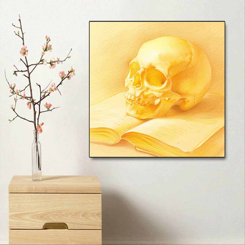New Arrival 5D DIY Full Circle Diamond Painting "Yellow Skull and Book" Embroidery Cross Stitch Home Decor Gift