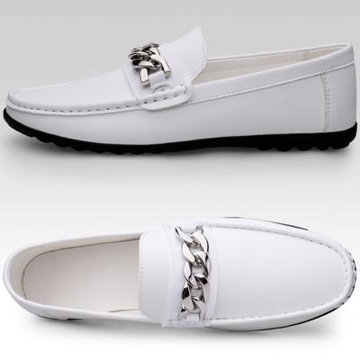 Herren Freizeit Lederschuhe Trendige Kettendekoration Loafer Herren Business Casual Schuhe Modische Leichte Sohle Herrenschuhe