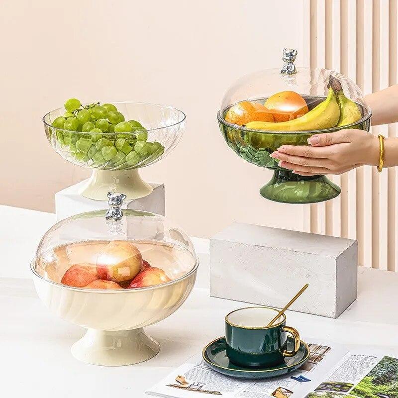 Kreative neue high-legged transparent band-bedeckt obst platte haushalt wohnzimmer bär platte