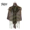 Indoor Outdoor Halloween Ornaments Animatronics Hanging Ghost Decoration, Sound Activated Grim Reaper Prop with LED Battery Operated Decor Glowing