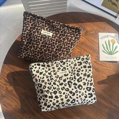 Tragbare Kosmetiktasche mit Reißverschluss Leopardenmuster Große Kapazität Make-up-Organizer Aufbewahrungstasche Kosmetiktaschen für den Außenbereich