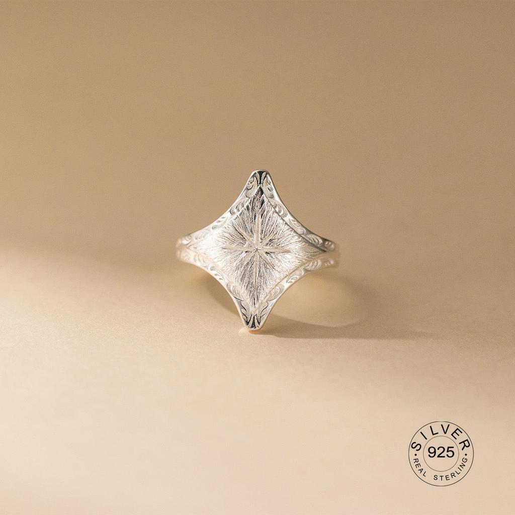 925 Sterling Silver Rings For Women Geometric Fine Jewelry Finger Adjustable Cute Flower Leaf Zirco Ring For Party Birthday Gift
