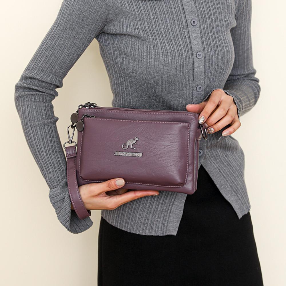 

Soft PU Leather Crossbody Bag Waterproof Square Phone Bag Students білий