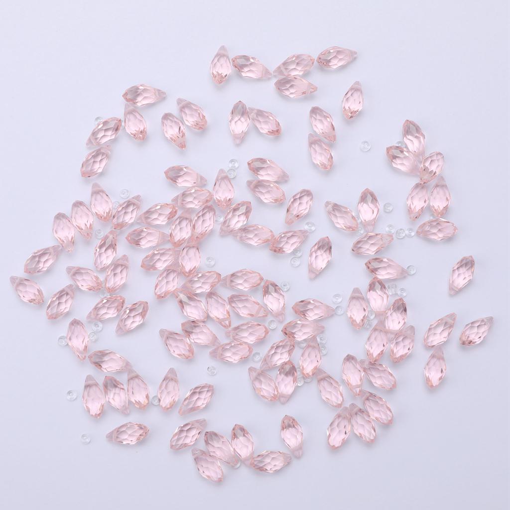 100x Crystal Glass Faceted Beads Charm Pendants Drilled DIY Craft Clear