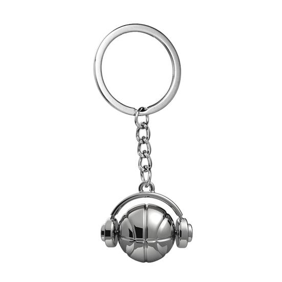 

Basketball Headset Keychain Pendant Metal Sport-themed Keyring Portable Basketball Earphone Keychain Exclusive Gifts for Fans Accessories срібний