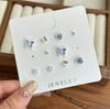 Set of 10 Silver Stud Earrings Butterfly Flower and Simple Design Hypoallergenic Nickel Free Lightweight for Women and Girls