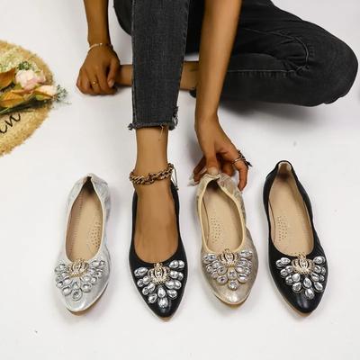 Fashion Hot Sale Shoes Female 2024 New Luxurious Crystal Fashion Women Shoes Soft and Comfortable Foldable Women's Flats Shoes Zapatos