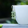 Natural Hetian Jade Ear Hooks, Green Jadeite Earrings S9Silver Goddess Style Elegant and Grand Ear Thread Earrings