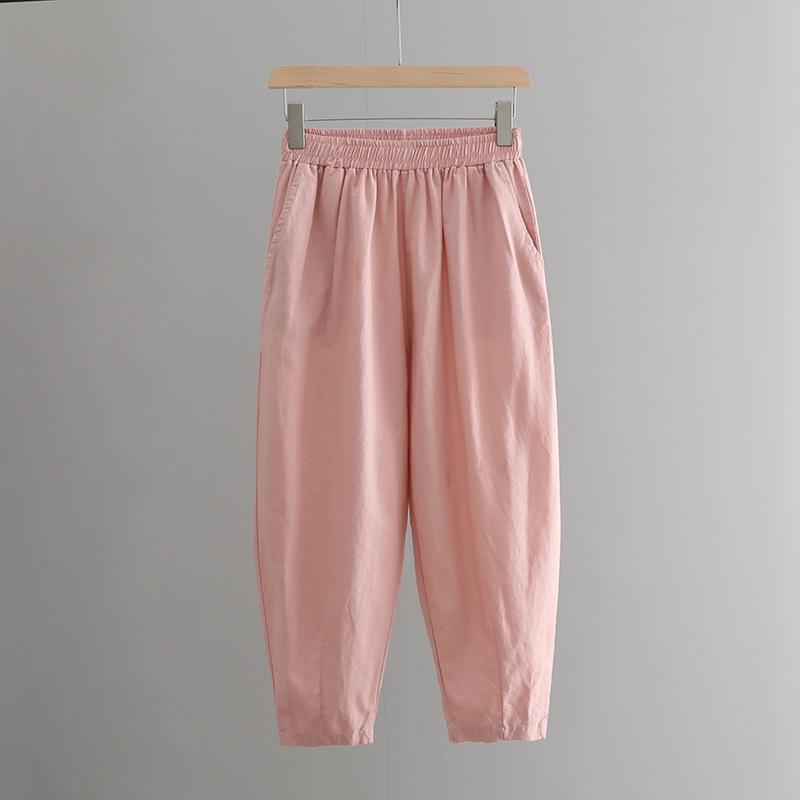 Autumn 2025 Women's Cotton-Linen Slimming Harem Pants - Versatile, Lightweight, Seven-Point Carrot Style
