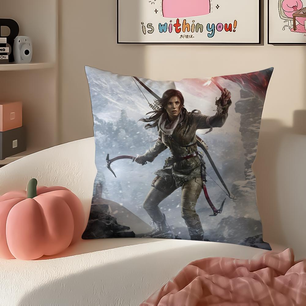 Action Game Franchise TTomb Raider Cushion Cover Pillowcase Short Plush Invisible zipper Room Sofa Cushion Cover