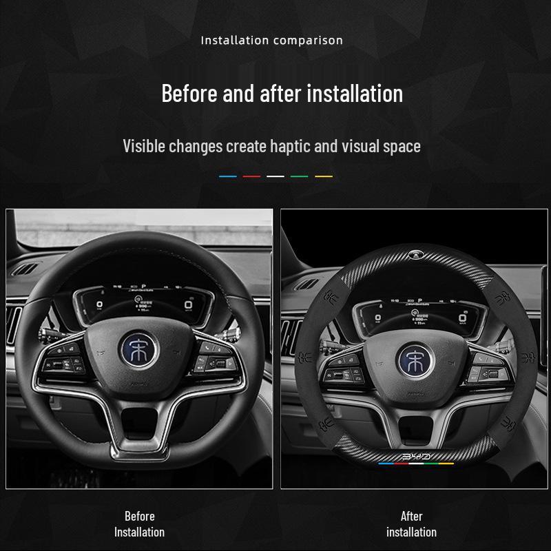BYD Song DMI/Plus Suede Carbon Fiber Anti-Slip Steering Wheel Cover