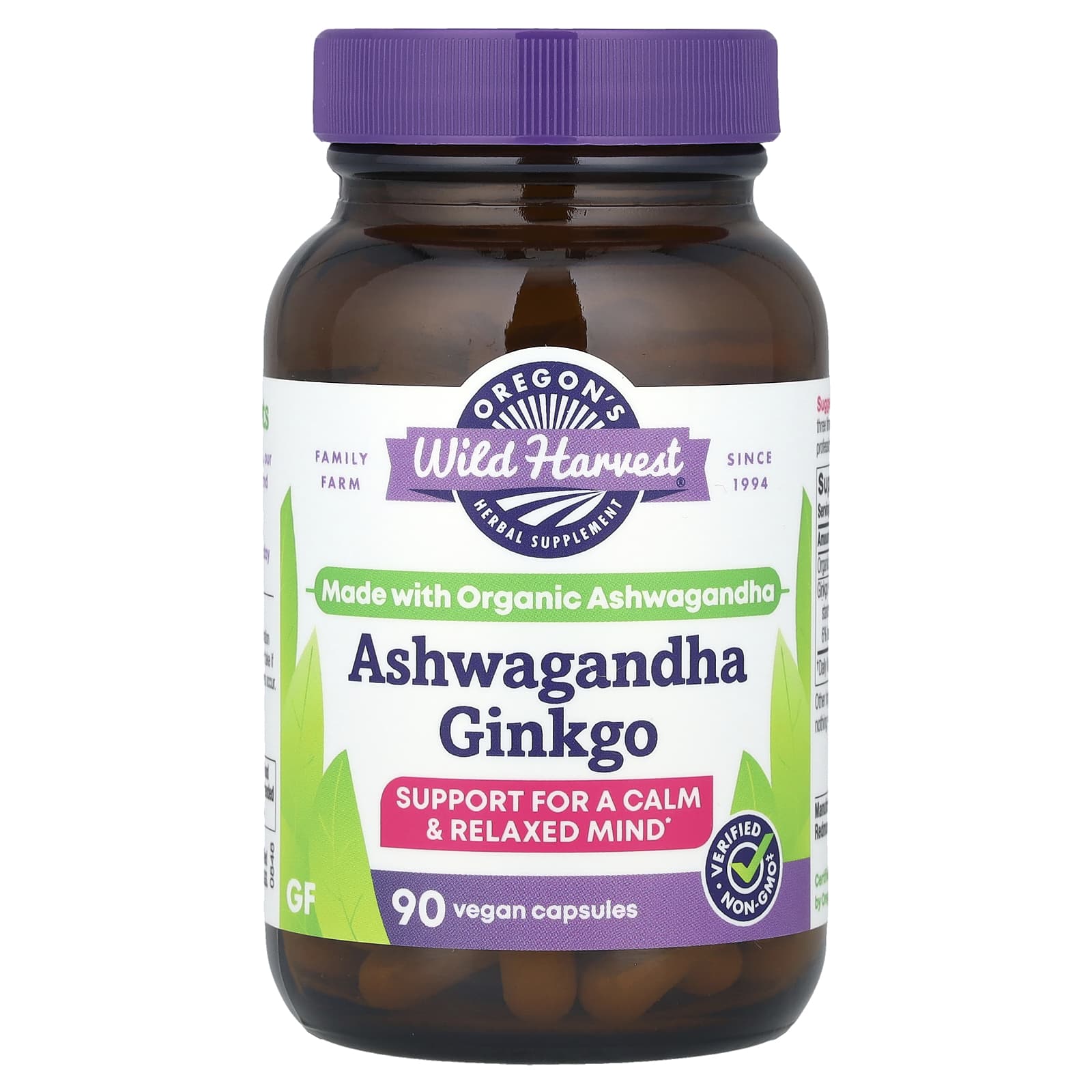 

Oregon S Wild Harvest, Ashwagandha Ginkgo, 90 Gelatin Capsules