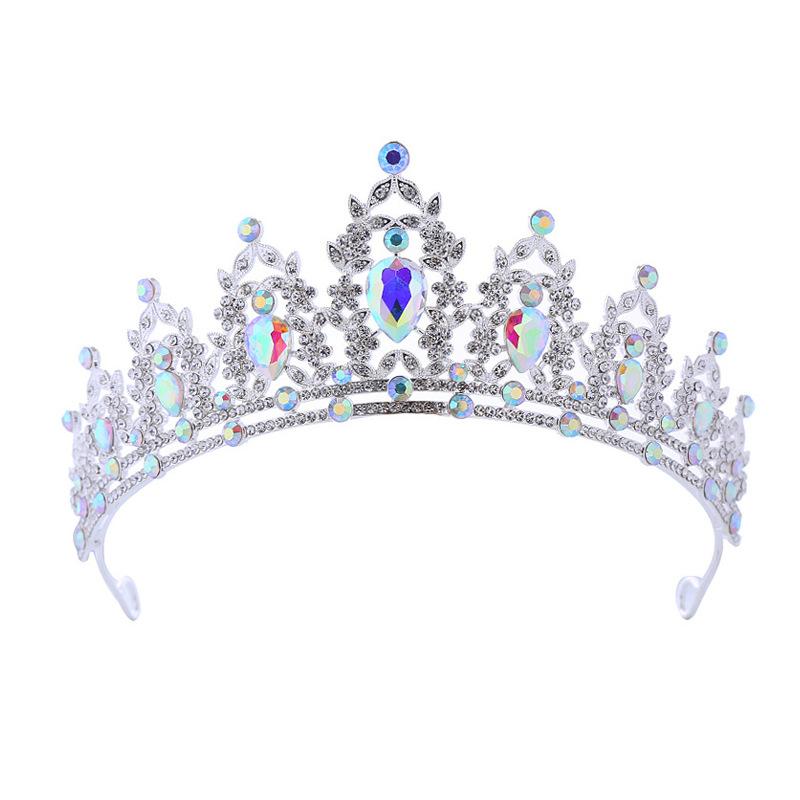 Wedding and Birthday Headband Leaf Inlaid with Rhinestone Crystals Colorful Princess Bridal Accessories