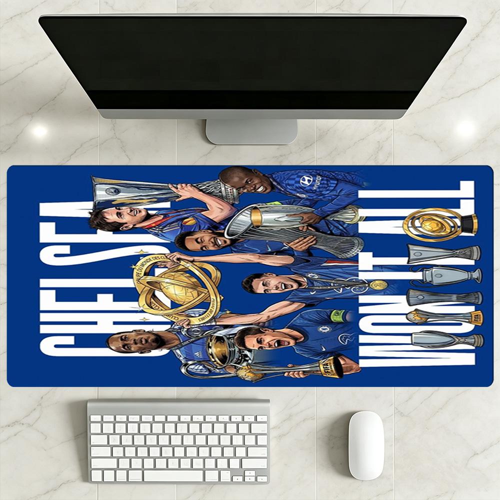 Chelsea Fc Football Player Large Mouse Pad Keyboard Pad Ultra-Long Desk Mat Non-Slip Rubber Base Computer Decor Item Office Use