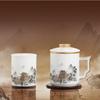Elegant Porcelain Office Tea Cup Set With Filter Lid Handle - 4-Piece Chinese Style Ceramic Gift Business Daily Use