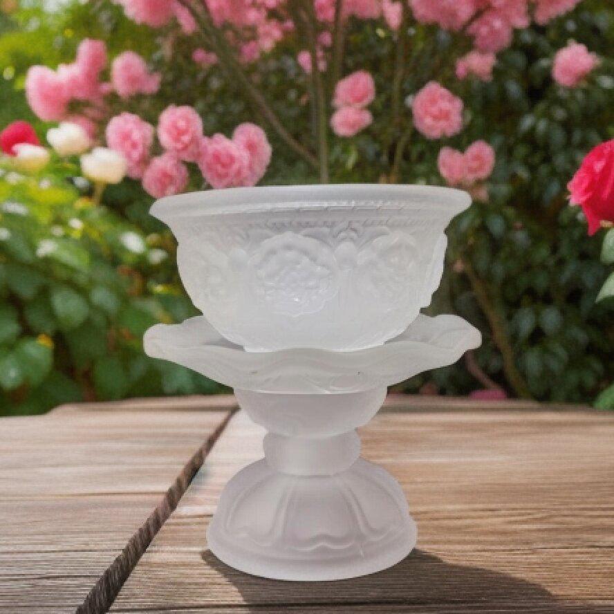 Large Ceramic Offering Bowl Oil Lamp for Temple or Buddhist Hall Decoration, Fruit and Candle Holder