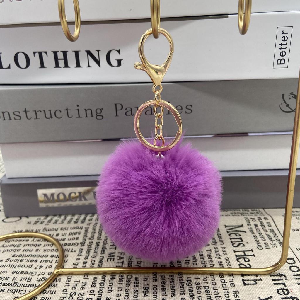 Fluffy Rabbit Fur Owl Pom Pom Ball Keychain Keyring Car Key Ring Chain Holder Charm Women Bag Accessory