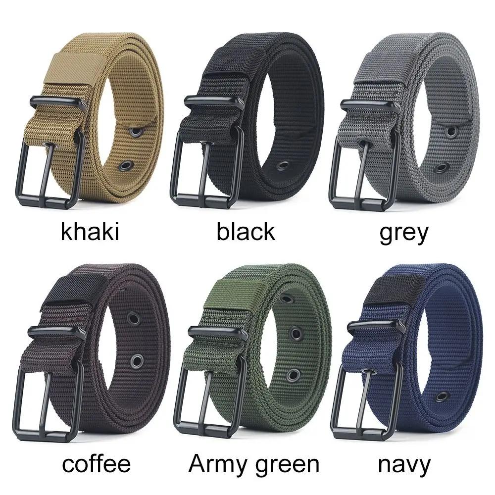 Versatile Simple Nylon Canvas Braided Belt Casual Luxury Design Weave Waist Band Pin Buckle Waistband For Man