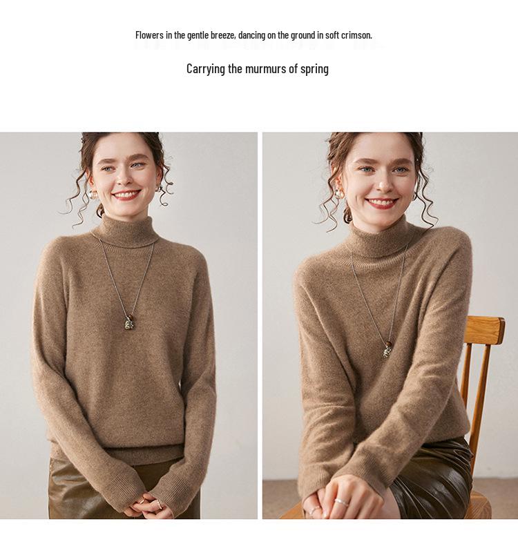 High Neck Cashmere Loose Knit Sweater for Women