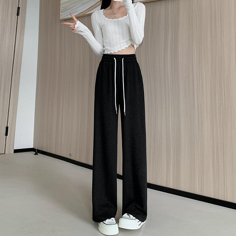 Petite 150cm Soft Velvet Casual Sports Pants - Slimming, Flesh-Covering, Height-Enhancing, Floor-Length, Autumn/Winter XS