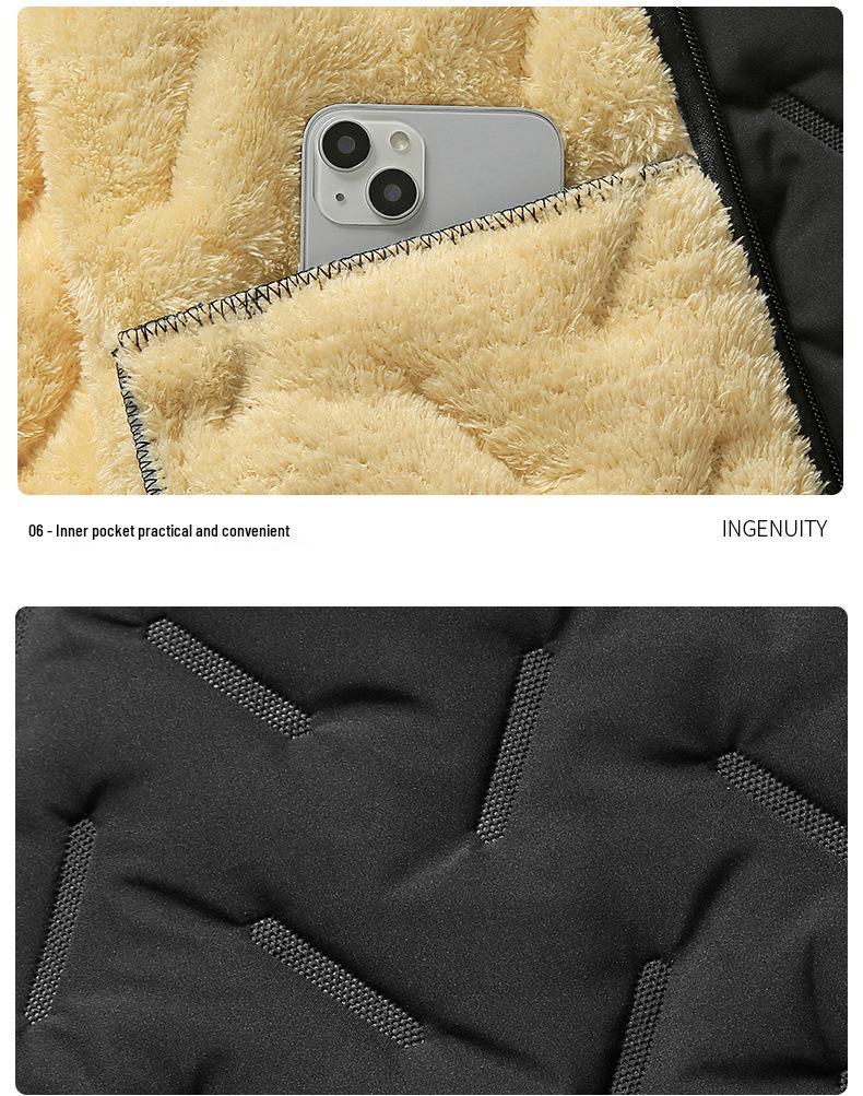 2024 Lammwolljacke für Männer mittleren Alters und ältere Herren, Verdickte Außenbekleidung mit Samt für Herbst/Winter