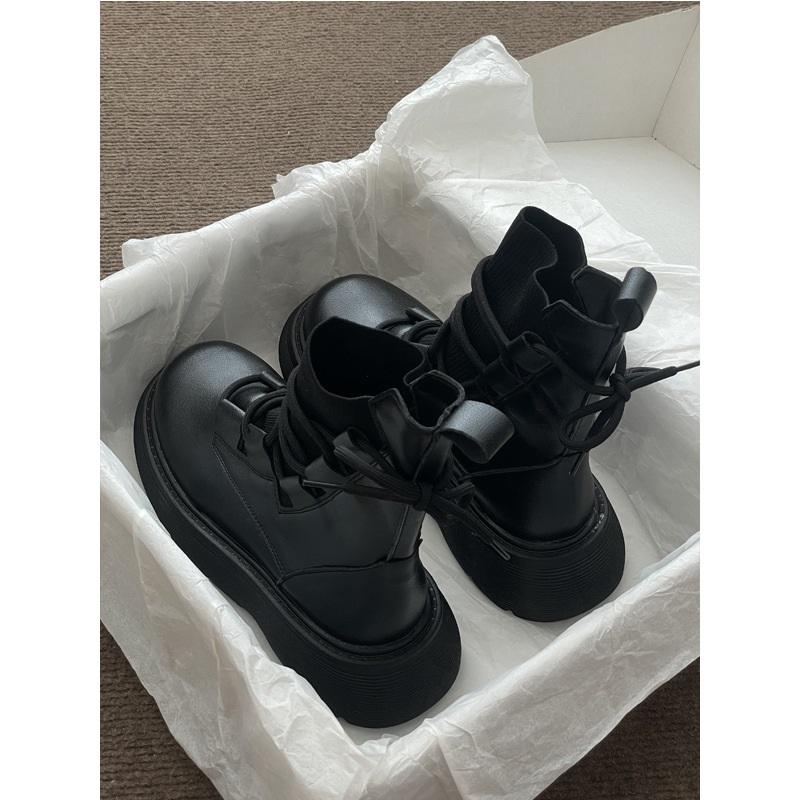 Women's Platform Martin Boots Strap Design High Top Casual Ankle Boots