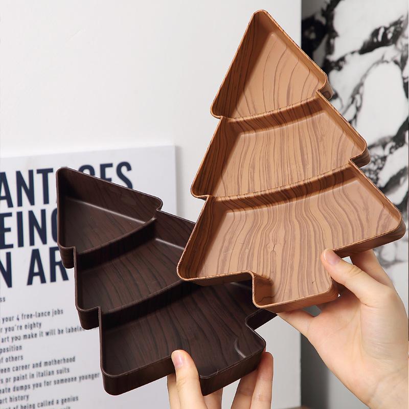 Christmas Tree Snack Plates 3 Grids Tree Shaped Tray Merry Christmas Party Decorations For Home 2025 Gifts Happy  Year 2026
