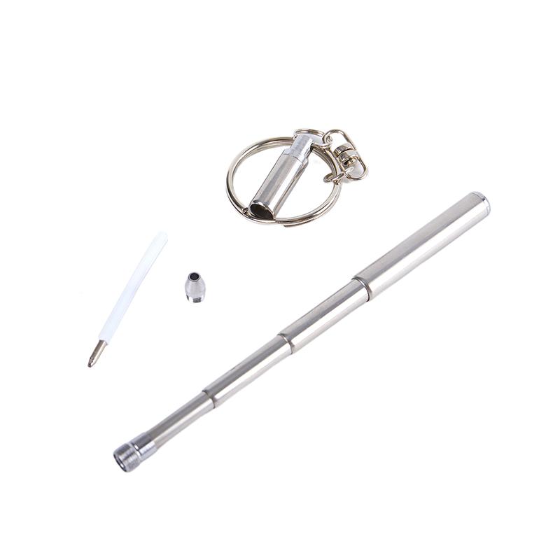Portable Telescoping Tool Pen Metal Key Ring Creative Stainless Steel Keychain Ergonomic Ballpoint Pen School Office Supplies