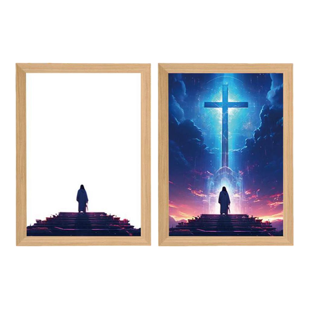 Yousheng LED Jesus Painting Night Light Dimmable Color Temperature Adjustable Decorative Illuminated 4D LED Painting Bedside Lamp