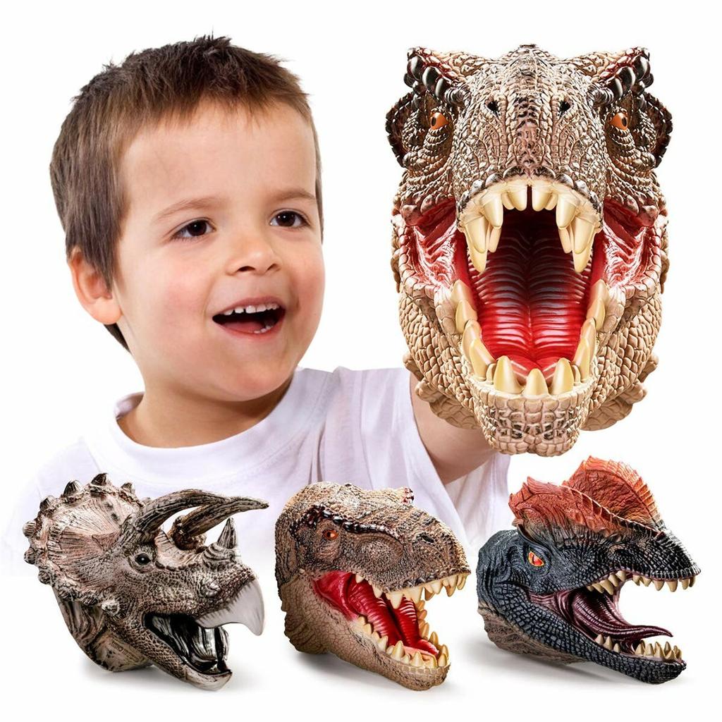 Set di pupazzi di gomma morbida a forma di dinosauro Dilophosaurus Set di guanti per burattini da mano per bambini