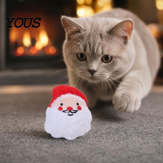 Santa Claus Cat Toy Christmas Catnip Plush Toys, Reindeer Gingerbread Stuffed Animal, Interactive Holiday Durable Chew Resistant for Kittens, Pet